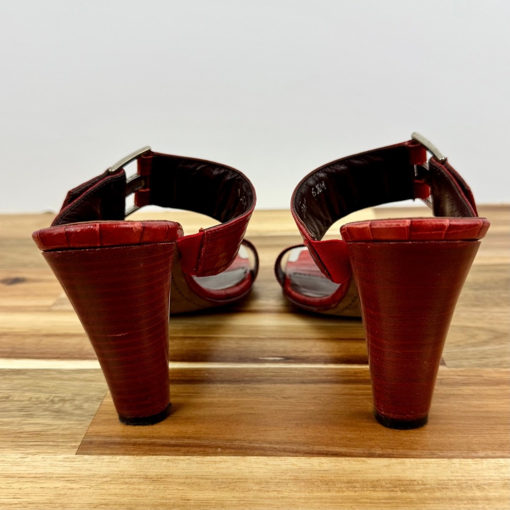 Donald J Pliner Couture Red Alligator Leather Heels Slides Mules 6.5M - Picture 5 of 8